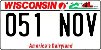 WI license plate 051NOV