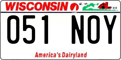 WI license plate 051NOY