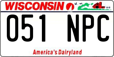 WI license plate 051NPC