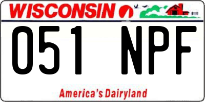 WI license plate 051NPF