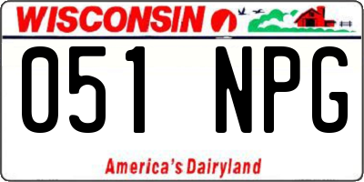 WI license plate 051NPG