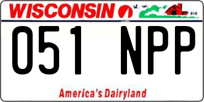 WI license plate 051NPP
