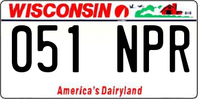 WI license plate 051NPR