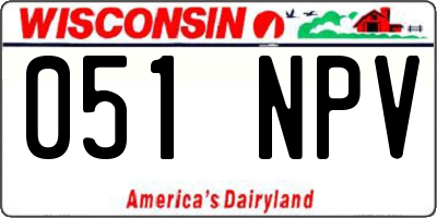 WI license plate 051NPV