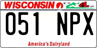 WI license plate 051NPX