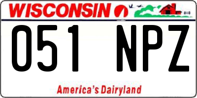 WI license plate 051NPZ