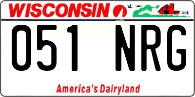 WI license plate 051NRG
