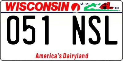 WI license plate 051NSL
