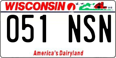 WI license plate 051NSN