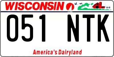 WI license plate 051NTK