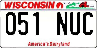 WI license plate 051NUC