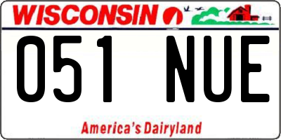 WI license plate 051NUE