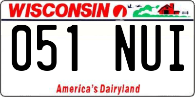 WI license plate 051NUI