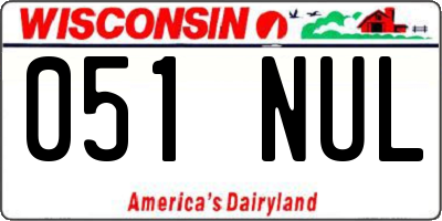 WI license plate 051NUL