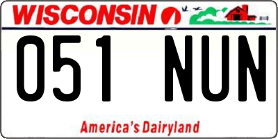 WI license plate 051NUN