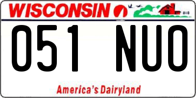 WI license plate 051NUO