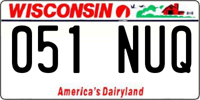 WI license plate 051NUQ