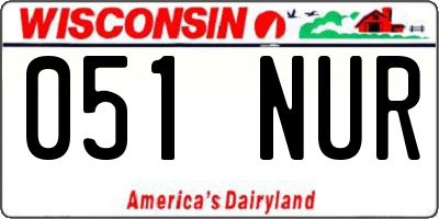 WI license plate 051NUR