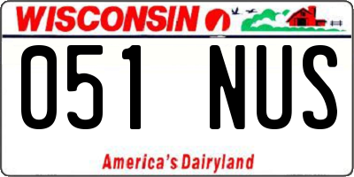 WI license plate 051NUS