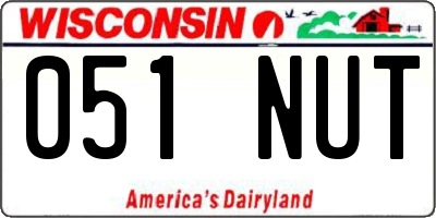 WI license plate 051NUT