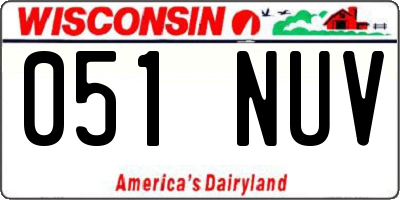 WI license plate 051NUV