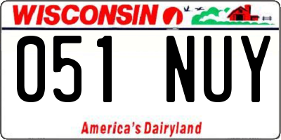 WI license plate 051NUY