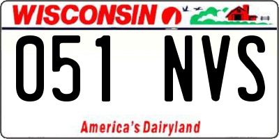 WI license plate 051NVS