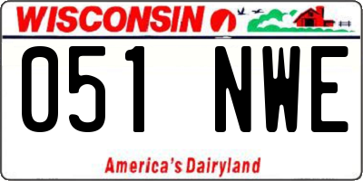 WI license plate 051NWE