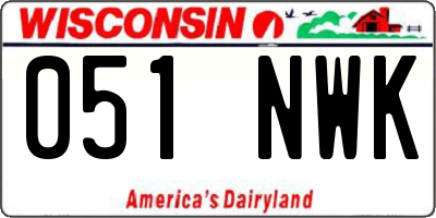 WI license plate 051NWK