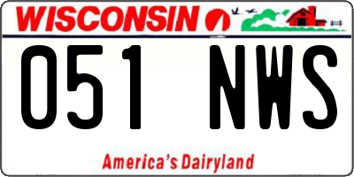 WI license plate 051NWS