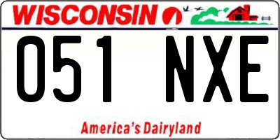 WI license plate 051NXE
