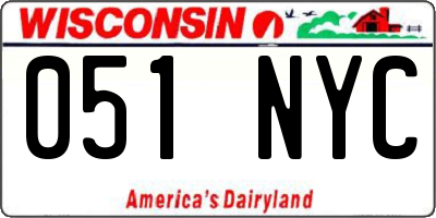 WI license plate 051NYC