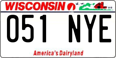 WI license plate 051NYE