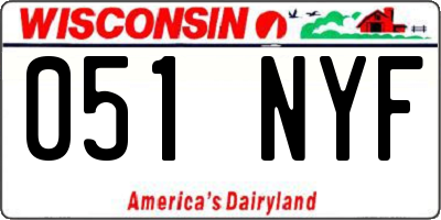 WI license plate 051NYF