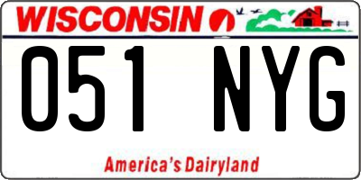 WI license plate 051NYG
