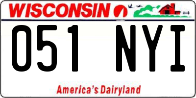 WI license plate 051NYI