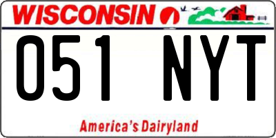 WI license plate 051NYT