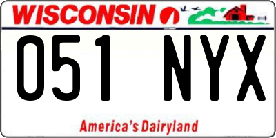 WI license plate 051NYX