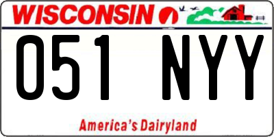 WI license plate 051NYY