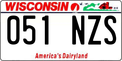 WI license plate 051NZS