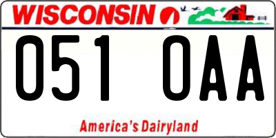 WI license plate 051OAA