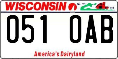 WI license plate 051OAB