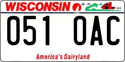 WI license plate 051OAC