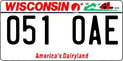 WI license plate 051OAE