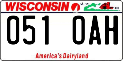 WI license plate 051OAH