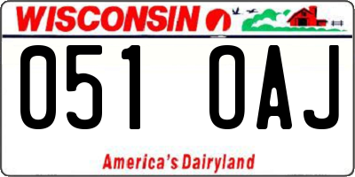 WI license plate 051OAJ