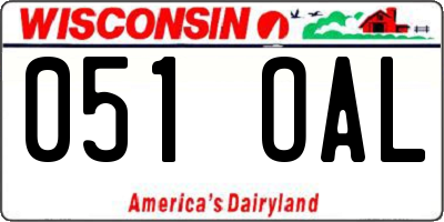 WI license plate 051OAL