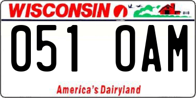 WI license plate 051OAM