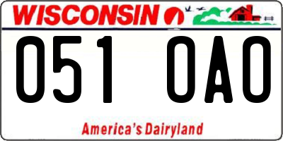 WI license plate 051OAO