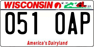 WI license plate 051OAP